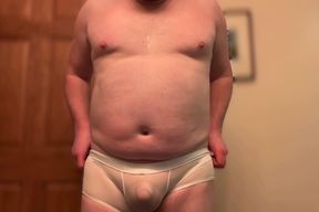 Chubby bathroom thong tease show