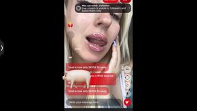 Drain with glossy lips in live