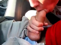 young twink sucks dick in car and swallows