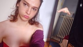 Cute Trap Strips and Plays with Her Dildo Into She Cums with It in Her Ass