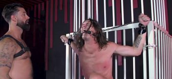 Chained male gets gagged and roughly spanked during rough sexual fetishes