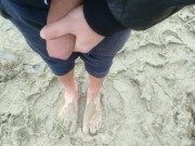 Stepping in mud barefoot - dirty feet and jerk off and stepping on own cum at the end