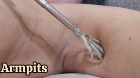 Super Itchy Armpits – Scratching Hard with Metal Claw Close Up