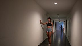 confused girl enters wrong hotel room