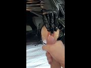 Unzipping mistress latex cum on pussy and zipped back sealed