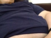 Chubby teen nearly caught by roommate