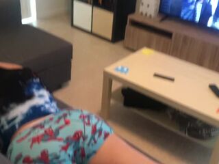 Step sister with a large butt plays on her brothers ps4 then gets banged!