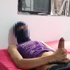 young man gets aroused by lying on mother-in-law&#039;s bed and masturbating