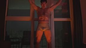 Captured at the winter hideout: Agent is gutpunched, whipped, electrocuted and milked for his load