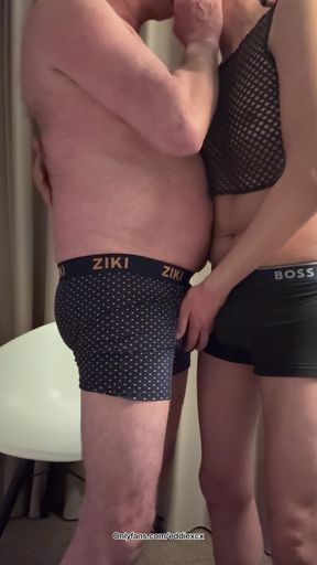 Stepdad and stepson enjoy playing together