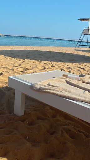 Public Beach Footjob on a Sunbed While Strangers Lie Right Next to Us
