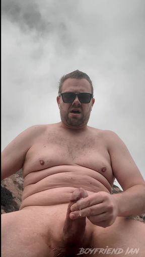 Shooting a big load at the nude beach!