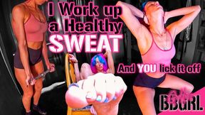Lift and Tease - I work up a sweat, and you lick it off - (silent femdom ignore-pov) - mobile version