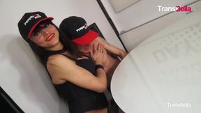 Trans Babe Fabian Double Ass Fucked Choked and Cum Guzzled Raw