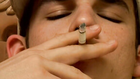 Mesmerizing Kenny Crusoe Smoke & Jerks Off In Bed