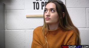 Not so innocent teen thief Sera Ryder fucks cop and stepdad together