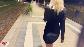 Horny Slut Fucked in the Middle of the Train Station!!