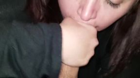 Sexy BBW Makeup Smear Car Blowjob Facial