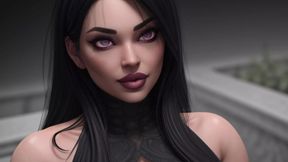 Dark Goth Bombshell in Sultry Slideshow Teases with Curvy Body