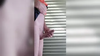 Solo guy jerks off in public restroom and shoots a massive cum load