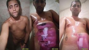jerking off with oil in the shower self ruined orgasm multiple times and overstimulation of my glans that makes me squirt all over myself - camilo brown