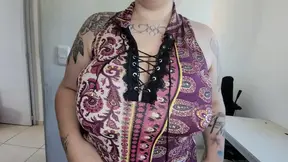Caught admiring huge natural titties and hairy pussy at the store
