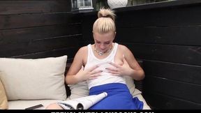 Blonde Tiffany Watson takes big black cock at home