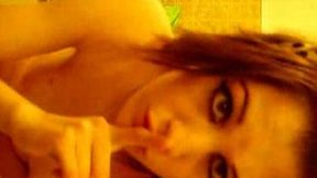 Emo girlfriend of my friend shows me her shaved cunt on webcam