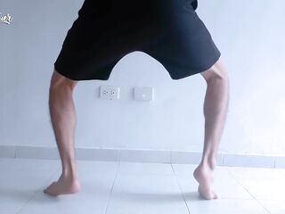 Lengthy legs and hawt feet doing squats during the time that stripping