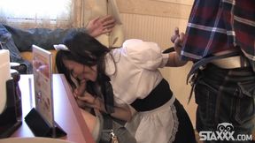 Asian hottie takes 3 dicks