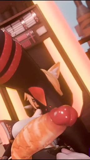 Futa girl drinks a glass of milk and gets very horny   Clip 1