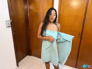 Brunette hair Latin babe flirts with her masseuse and this chab bangs her until this chab cums