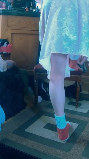 Cute Sissy T-girl in Pyjamas Shoots a Giant Stream at You