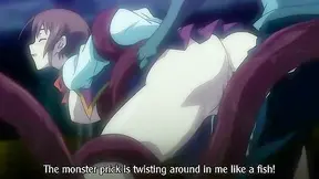 Group of teen hentai girls are bound up by tentacles and double fucked