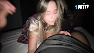 Stepbrother fucks my tight mouth gets a thick facial
