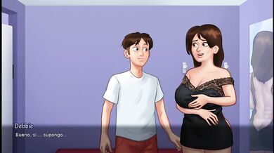 Stepmother asks to be passionately kissed in the clothing store fitting room - Summertime Saga