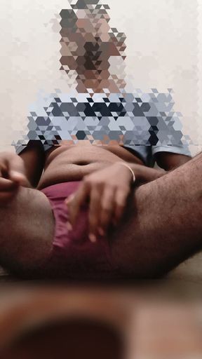 Sonu is masturbating at twelve o'clock in the night.