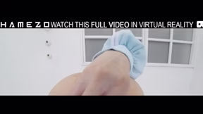 Naughty Asian teen Kanna Sakura uses a sex toy in VR.