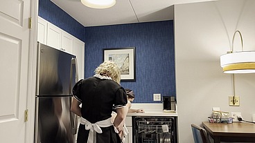 Crossdressing Boss Fucked Petite Trans Maid Worker