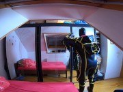 How to put on Cyborg Inflationsuit with Demask Mask over the head