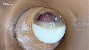 Cum Inside Me Over and Over! Camera inside Vagina toy Creampie Condom POV
