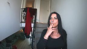 Smoking Leather Dance. Ripped Jumpsuit Pussy Tease, Toilet Pee and Dirty Masturbation