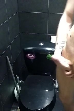 Skinny Dude in Glasses Jerking off in the Bathroom