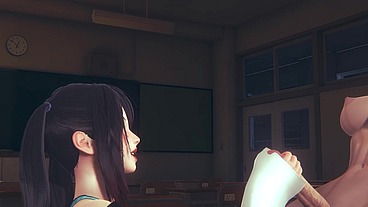 Hentai Uncensored 3D - Yumiko handjob Futanari Classmate dick's - Japanese Asian Manga Anime Game Porn