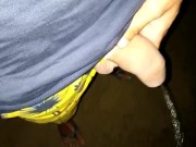 Compilation 2 times uncut cock twink pissing on beach and showing face
