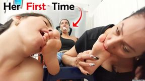 First Foot Worship Experience for Sock Gagged Sara (wmv)