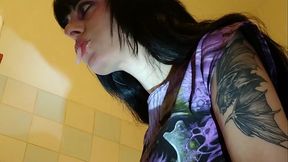 Beth Kinky - Slave watching his domina brushing her teeth pt1 HD