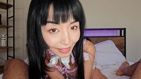 stunning asian marica hase milks giant cock while speaking japanese