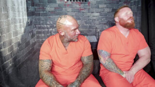 Horny tattooed American bears give sloppy blowjobs then take big cock bareback