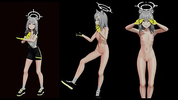 Shiroko Riding Hentai Undress Dance Blue Archive Nekomimi Girl Mmd 3D Yellow Suit